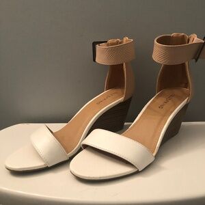Call It Spring Ladies Wedge Sandal’s size 7 Cream/Tan